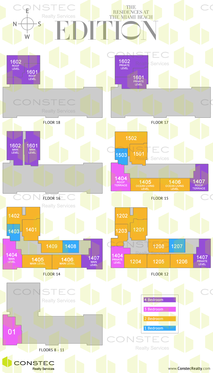 The Residences at the Miami Beach Edition Site/Key Plan